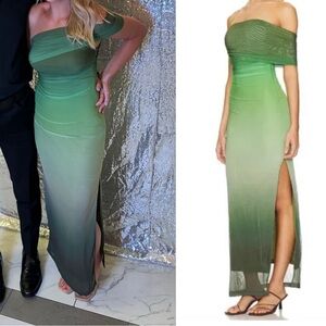 Bardot Aurelia Ombre Off-Shoulder Maxi Dress Green Size 6 🌿